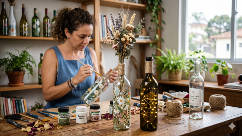 Garrafa de vinho vira a melhor decoração caseira