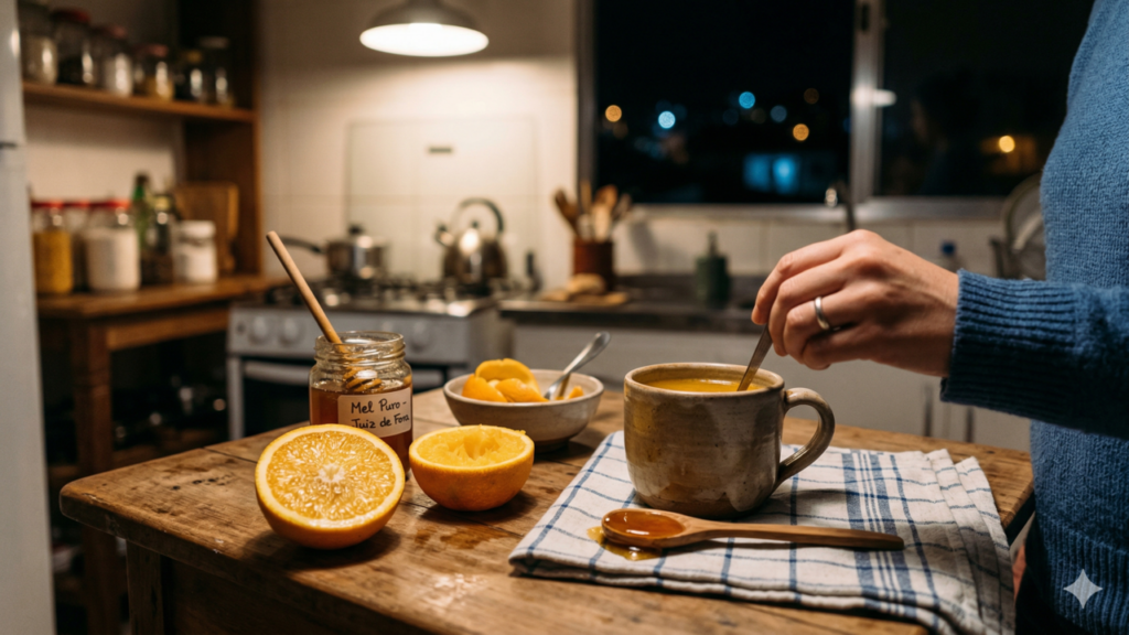 Mel com laranja alivia tosse noturna de forma simples