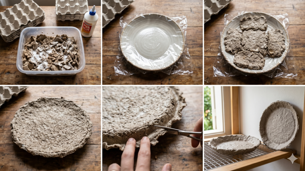 Caixa de ovo vira prato lindo com técnica simples