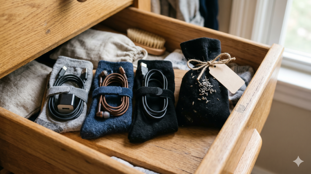 Meias sem par viram solução útil em casa