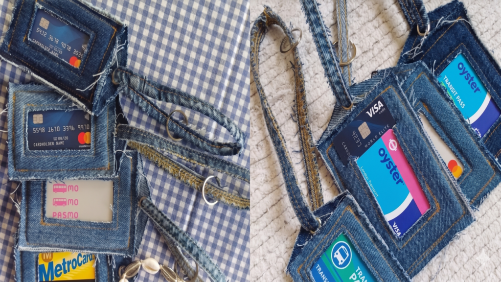 Jeans velho vira o melhor porta-cartão DIY
