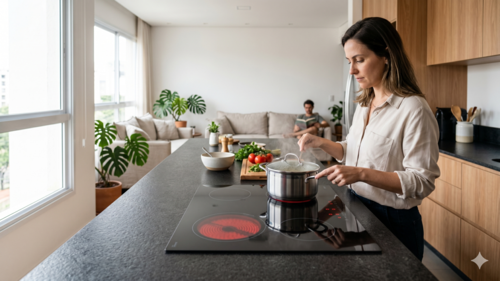 Cozinha por infravermelho aposenta fogão antigo