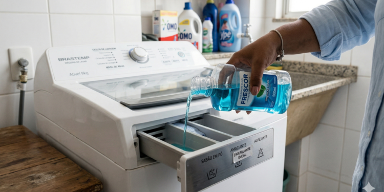 Enxaguante bucal na máquina elimina cheiro ruim