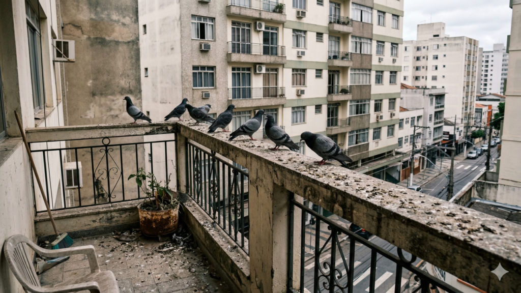 O problema com pombos em apartamentos exige atenção