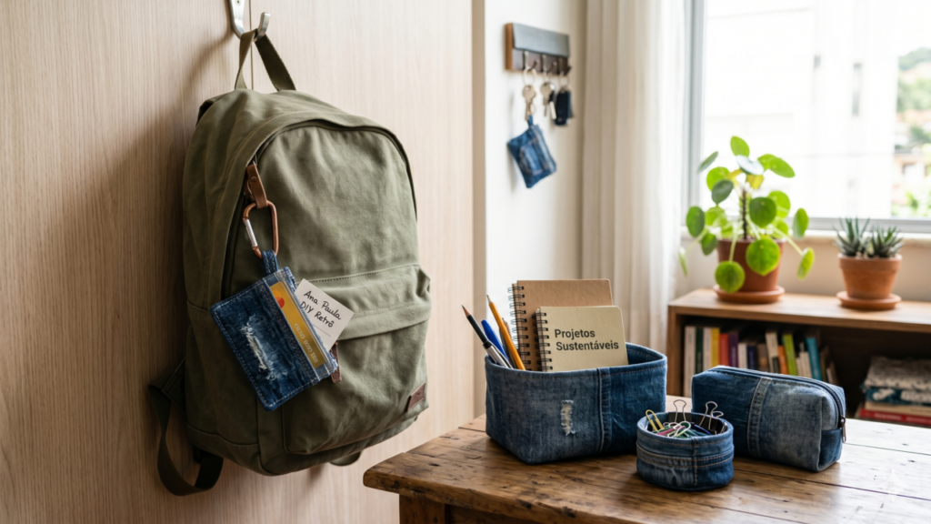 Jeans velho vira o melhor porta-cartão DIY
