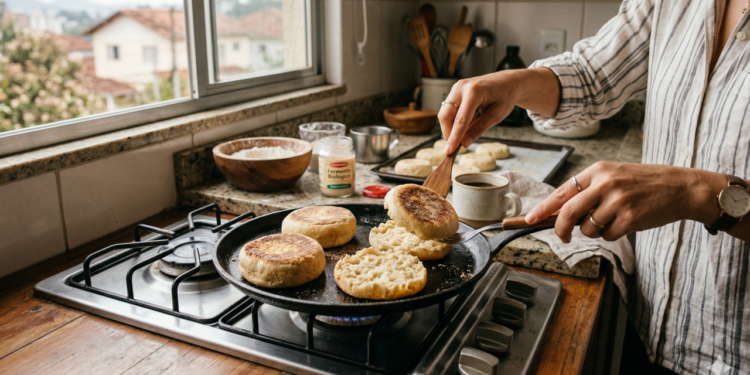 Pão sem forno fácil fica pronto na frigideira