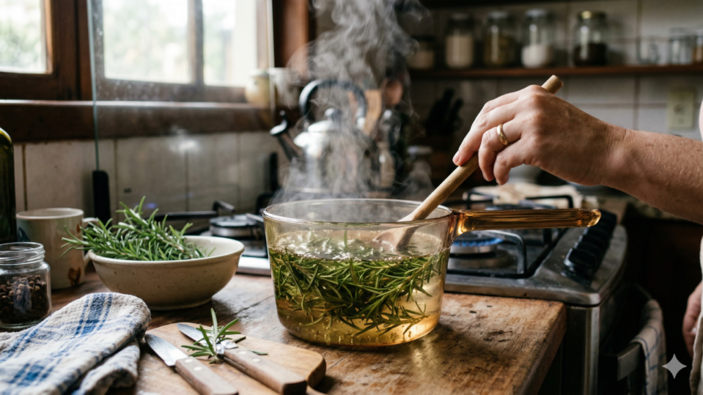 Água de alecrim ajuda a disfarçar cabelos brancos