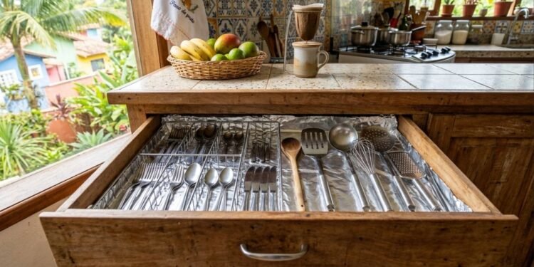 Guardar papel alumínio nas gavetas da cozinha: por que funciona e por que tanta gente faz isso
