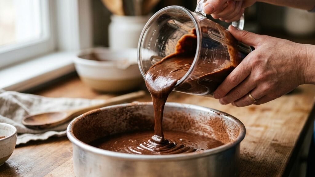 Em menos de uma hora você faz um bolo de chocolate fofinho com cobertura que lembra brigadeiro de panela