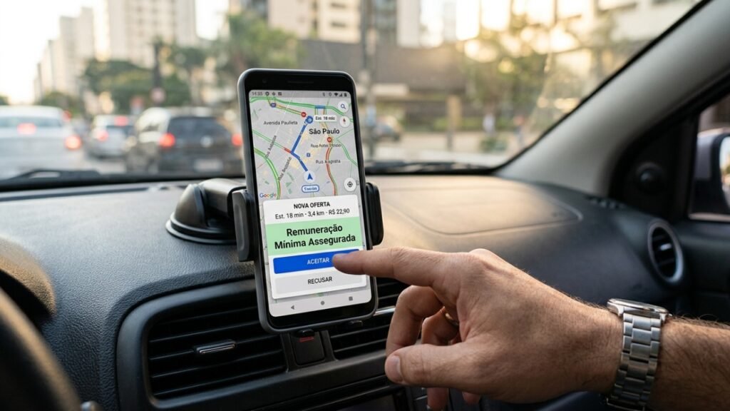 Nova regra para motoristas de app pode mudar ganhos no Brasil e promessa de renda mínima reacende debate sobre Uber, 99 e entregas