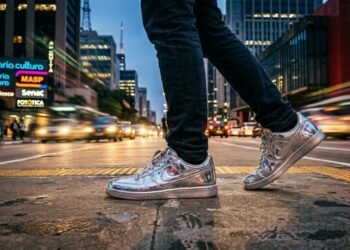 Adeus tênis branco: o modelo metalizado vira o novo curinga de 2026 e promete transformar looks básicos sem esforço