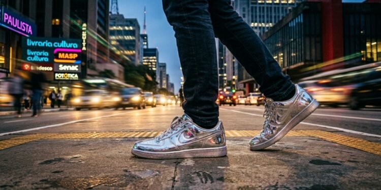 Adeus tênis branco: o modelo metalizado vira o novo curinga de 2026 e promete transformar looks básicos sem esforço