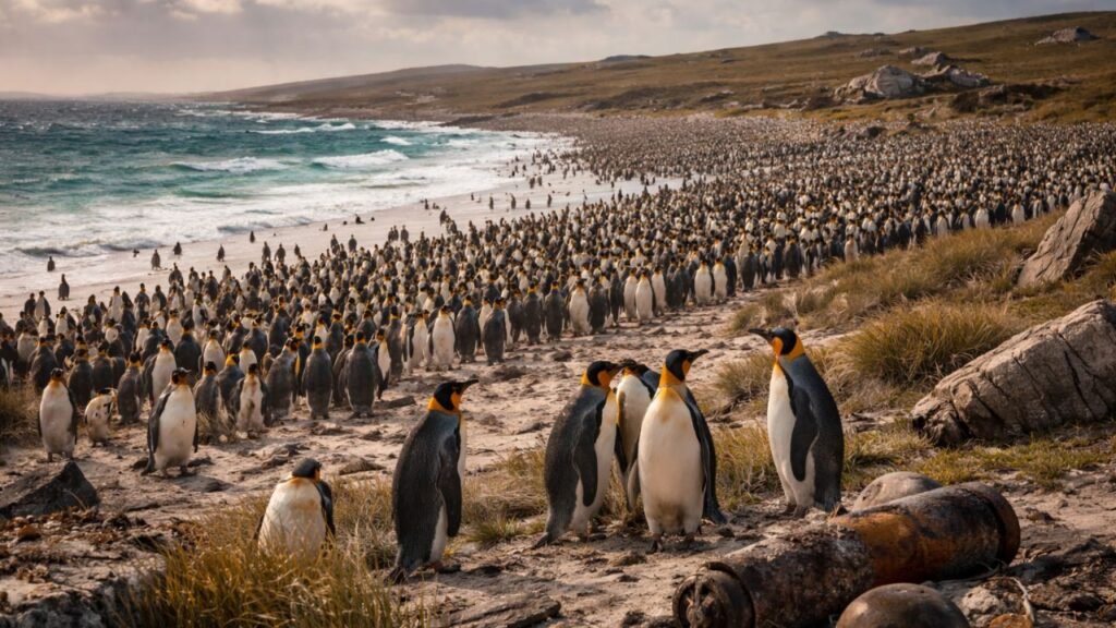 No fim do mundo existe uma ilha com 1 milhão de pinguins com marcas de guerra