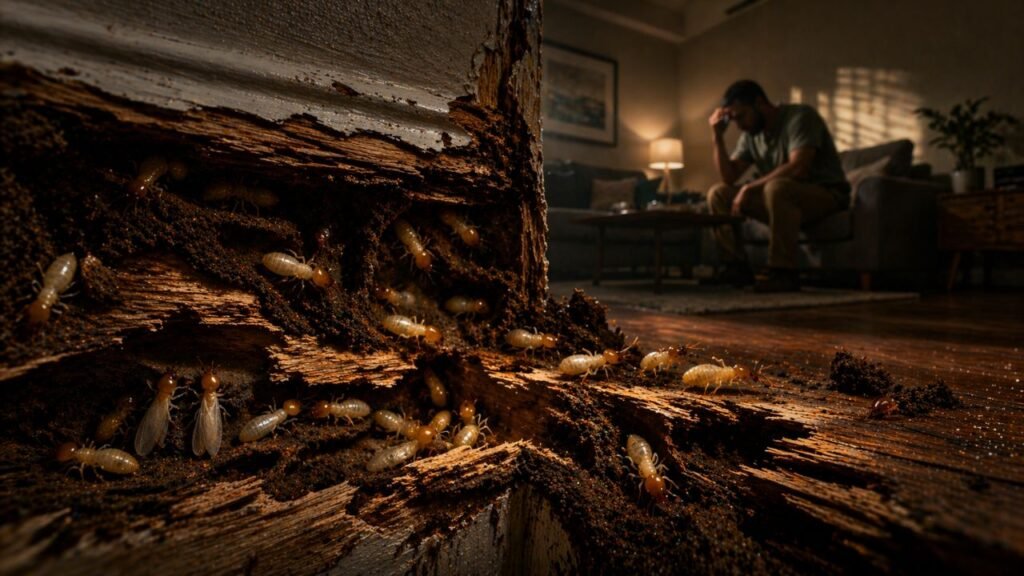 Como os cupins destroem sua casa em silêncio e por que o estrago aparece tarde demais