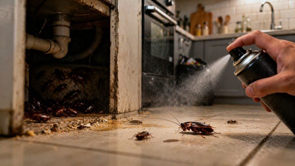 O erro mais comum no combate às baratas começa quando o spray parece resolver tudo