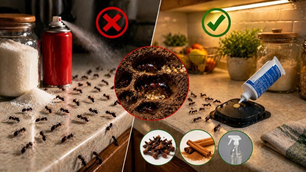 Como acabar com formigas doceiras sem piorar a infestação dentro de casa