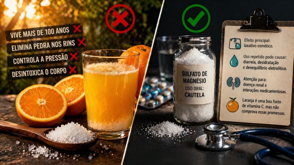 Mistura com sal amargo e laranja: o que é verdade e o que é exagero