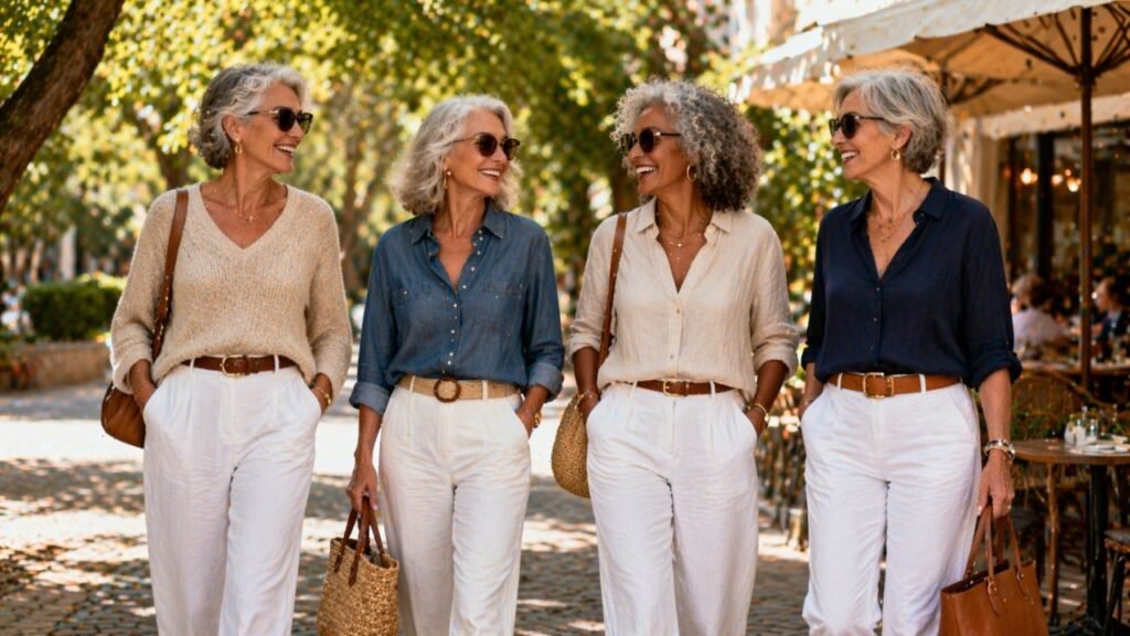 Looks elegantes com calça branca para mulheres 60+ que valorizam o visual com leveza