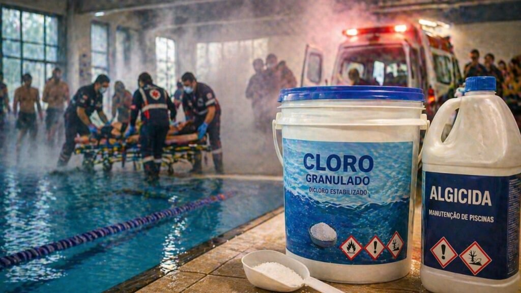 Cloro de piscina pode virar risco grave quando o uso errado transforma limpeza em perigo real
