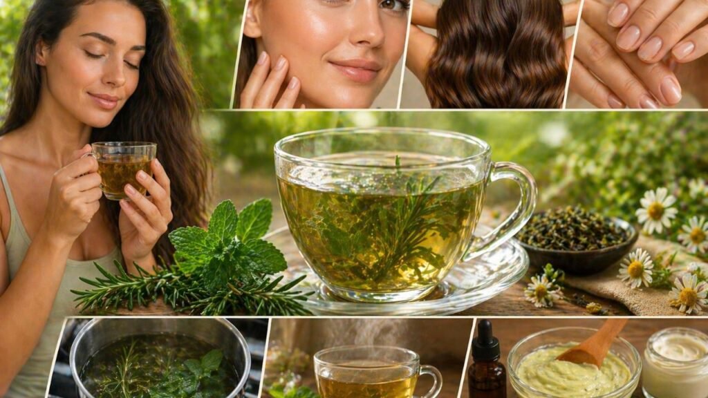 Chá para cabelo pele e unhas reúne ervas conhecidas e entra na rotina com apelo de cuidado diário