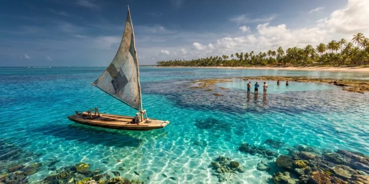 O Caribe Brasileiro com piscinas naturais de águas azul-turquesa dentro da maior área marinha protegida do país