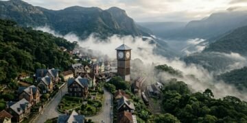 Um pedaço de Inglaterra neste vilarejo a 51 km da capital: a vila ferroviária com relógio inspirado no Big Ben