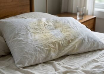Aquela mancha amarelada na almofada que insiste em aparecer esconde um perigo que você não imagina ter
