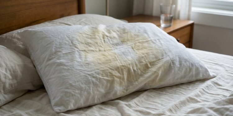 Aquela mancha amarelada na almofada que insiste em aparecer esconde um perigo que você não imagina ter