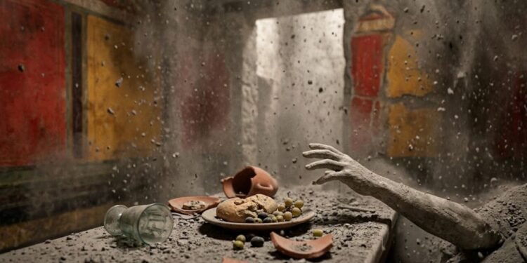 A expressão cidade soterrada de Pompeia descreve o estado em que o local ficou após a erupção do Vesúvio, em 79 d.C