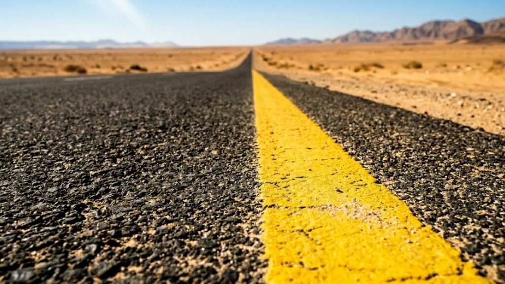 A imensidão do deserto vista da rodovia mais reta do planeta com 240 km de linha reta