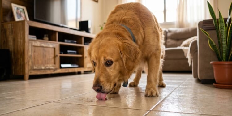 O motivo real por trás do hábito de cachorros lamberem o chão e as paredes com frequência
