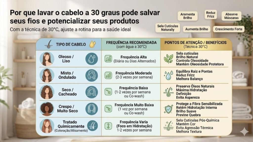 lavar o cabelo a 30 graus