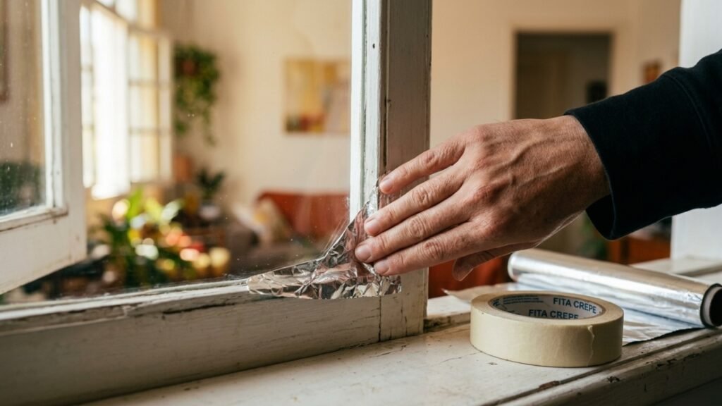 Técnica de cobrir janelas com papel alumínio ajuda a controlar a temperatura do lar