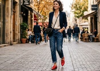 Sapatos vermelhos combinam perfeitamente com jeans, saias e calças para um visual elegante no outono de 2026