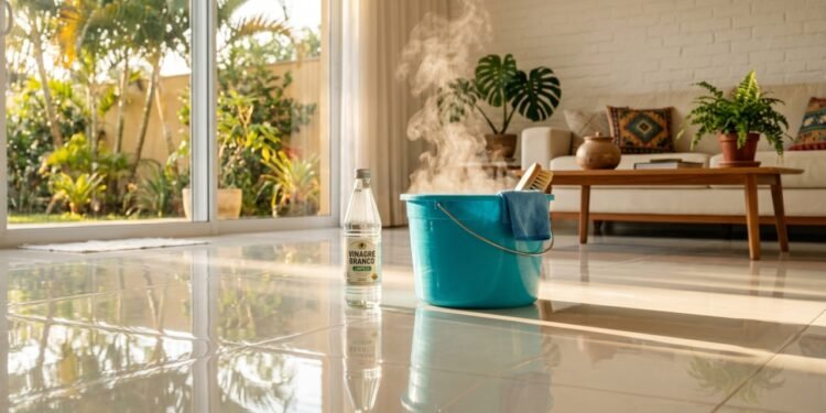 Motivo para passar vinagre no piso de casa surpreende quem busca limpeza pesada
