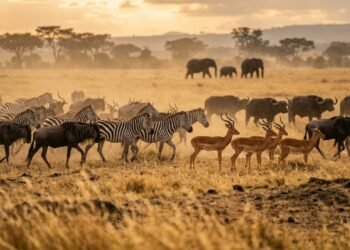 Como búfalos, elefantes, gnus e zebras usam a manada para resistir na savana africana todos os dias