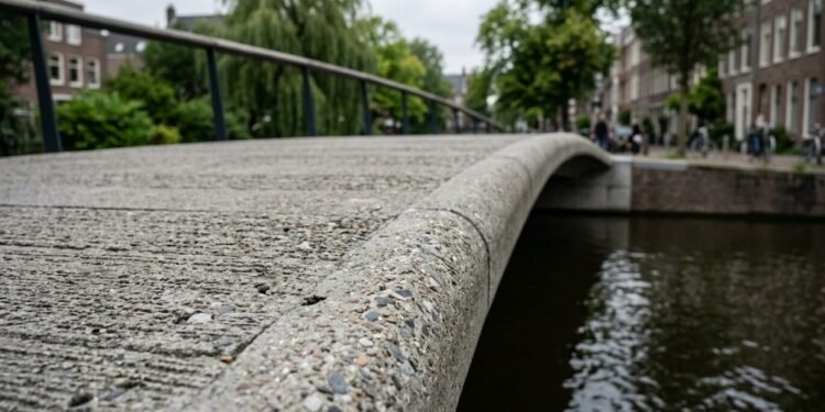Inédito no mundo: a primeira ponte de concreto neutra em carbono do mundo, uma passarela de 7 metros que armazena 66 kg de CO2