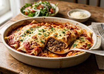 A panqueca de carne cremosa e perfeita para o almoço que gasta poucos ingredientes