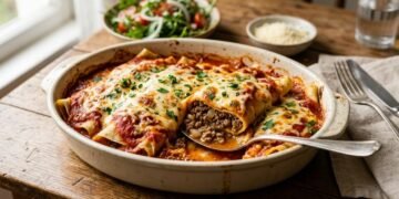 A panqueca de carne cremosa e perfeita para o almoço que gasta poucos ingredientes