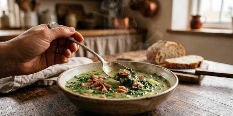 A receita de caldo verde para aquecer nesse inverno