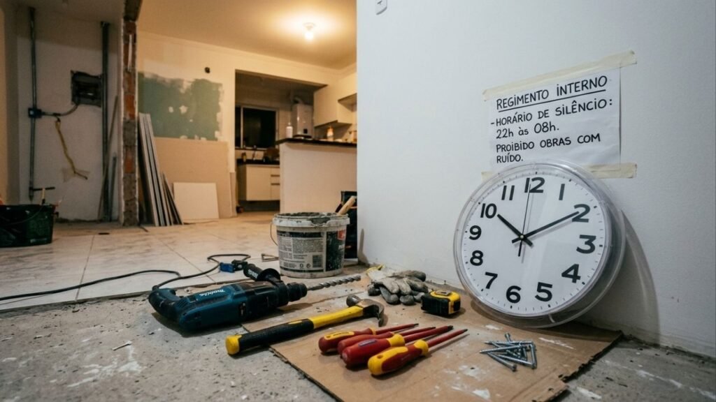 A partir de agora, os moradores que iniciam reformas barulhentas fora dos horários permitidos pelo condomínio precisam parar a obra ou podem ter a entrada de pedreiros bloqueada