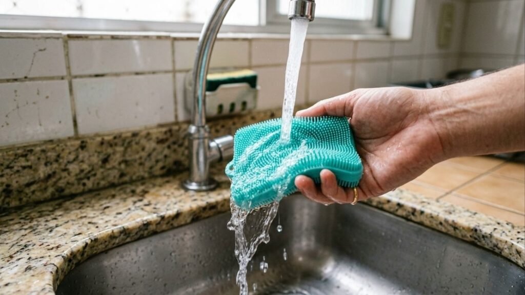 Adeus às buchas amarelas que acumulam bactérias: a nova tendência de esponjas antibactericidas dura mais e dominará 2026