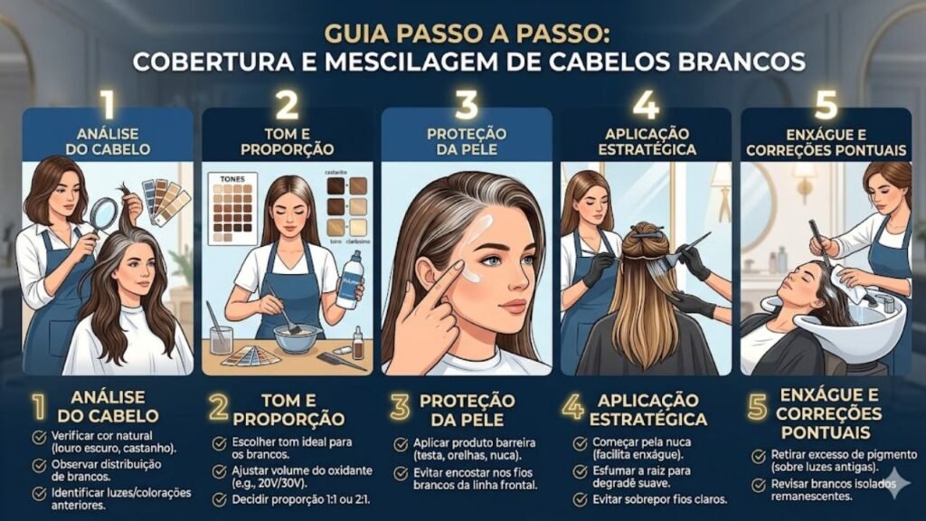 Cabelos brancos em mechas