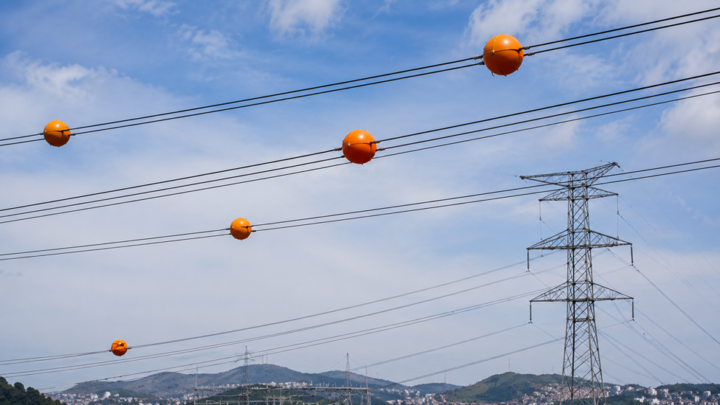 A verdadeira função das bolas laranjas nos fios de alta tensão