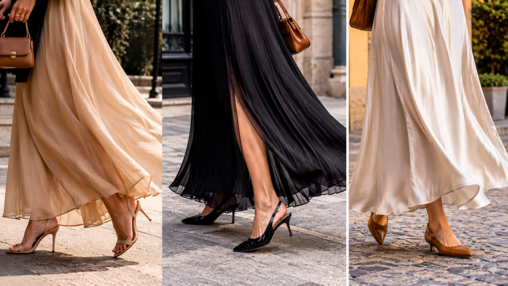 Os sapatos mais elegantes para combinar com saia longa neste inverno