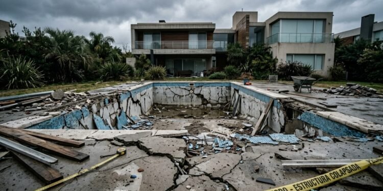O sonho da piscina nova virou problema e a Justiça determinou reconstrução e multa