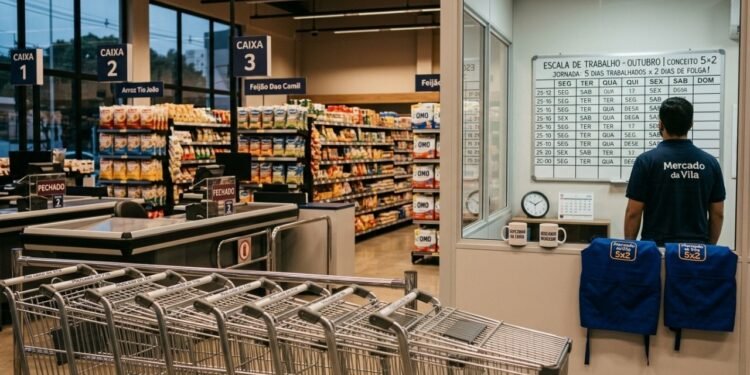 Supermercados sentem pressão e adotam escala 5×2 com manutenção de 44 horas semanais antes de lei ser aprovada