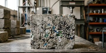 Pesquisadores conseguem produzir concreto mais sustentável substituindo até 5% da areia por resíduos como cascas de arroz, plástico e pneus