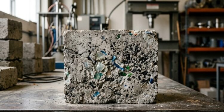 Pesquisadores conseguem produzir concreto mais sustentável substituindo até 5% da areia por resíduos como cascas de arroz, plástico e pneus