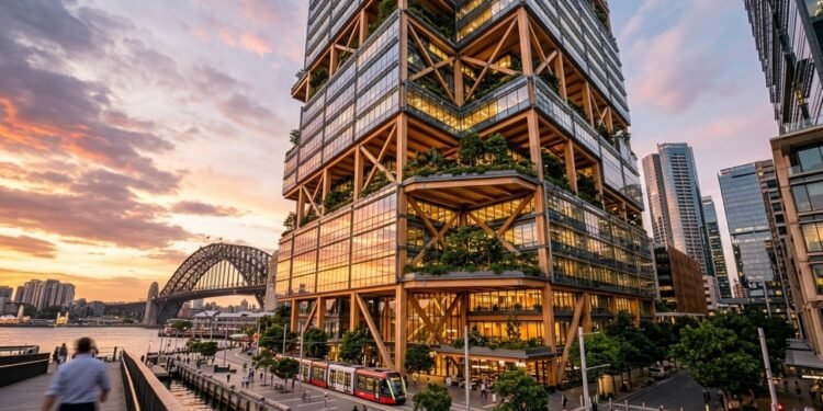 Sydney irá duplicar o recorde atual, ostentando o arranha-céu híbrido de madeira mais alto do mundo, com 183 metros e 39 andares